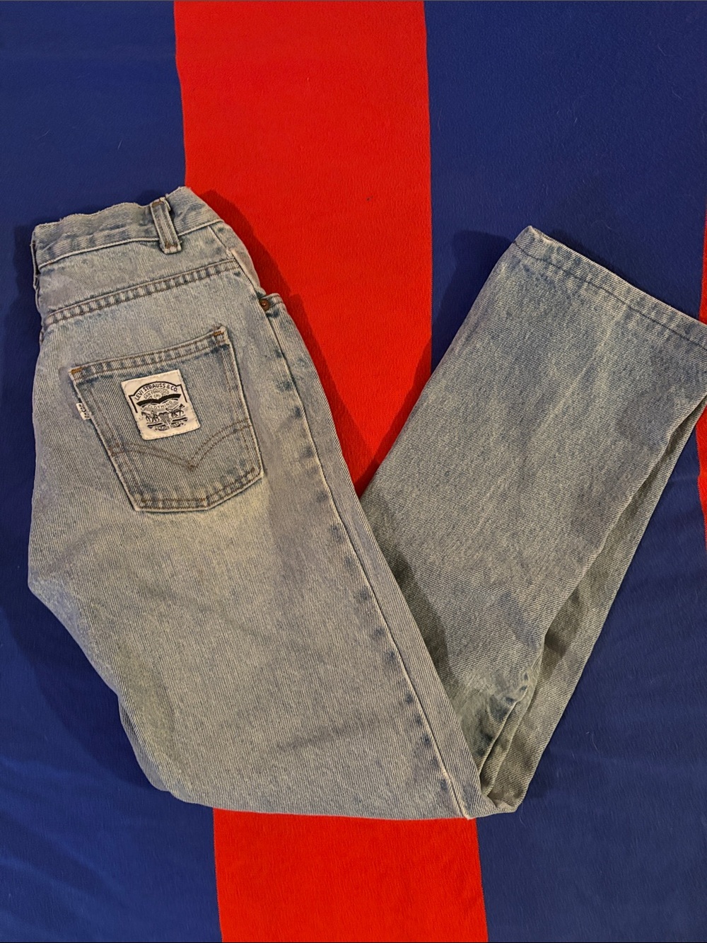 Women’s Size 0 Vintage Levi's Light Blue Straight Leg Jeans with Back Patch